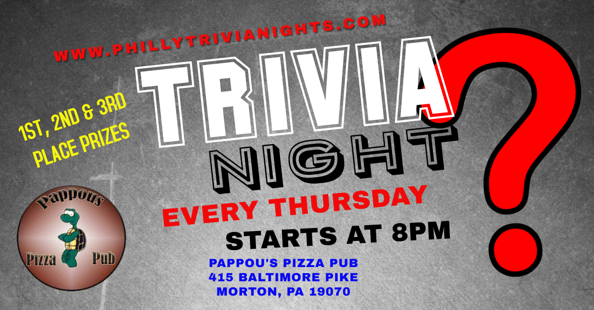 Thursday Trivia Night at Pappous Pizza Pub (Morton - Delaware County, PA)